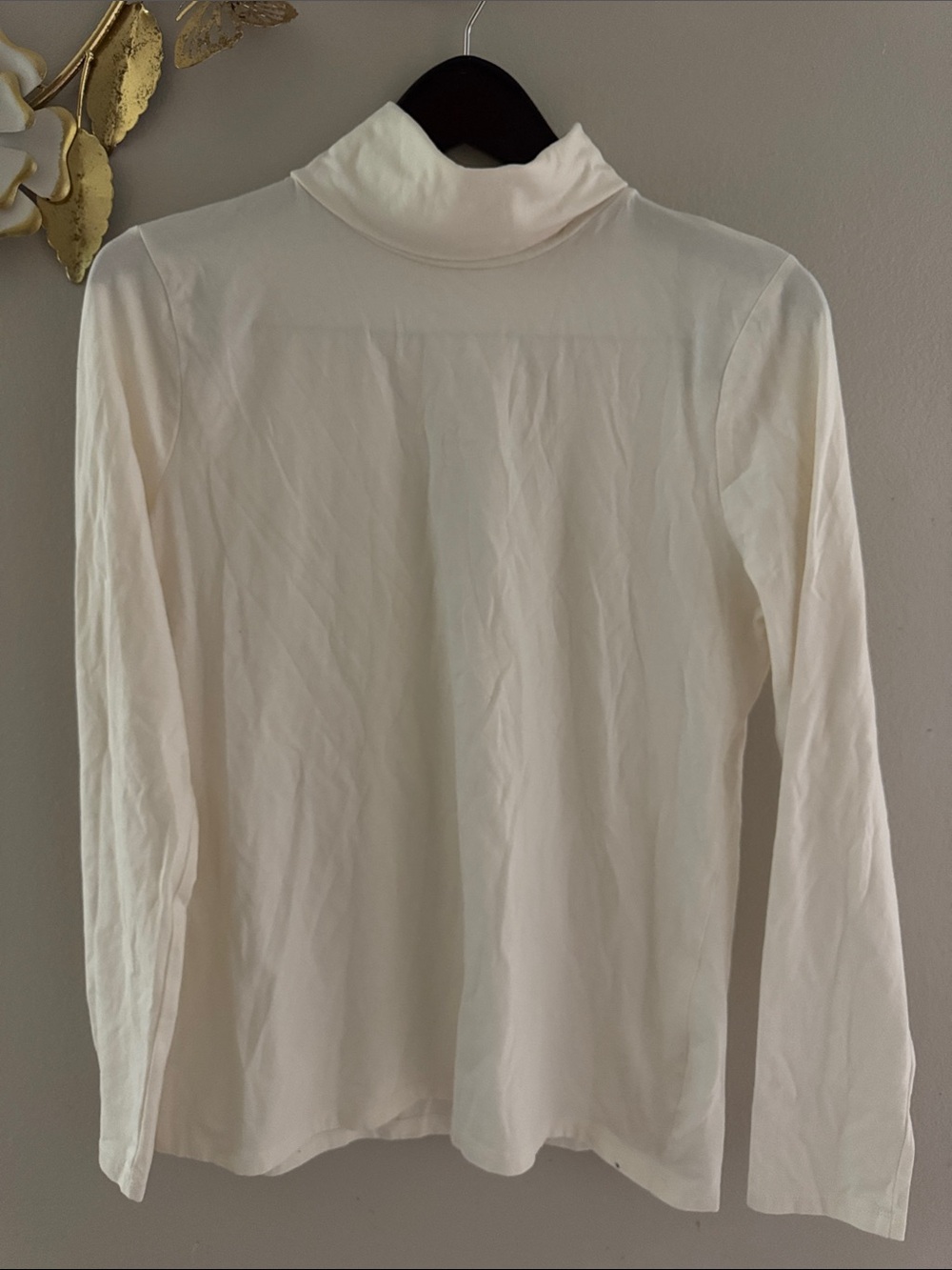 Talbots Cream Long-Sleeve Turtleneck Top